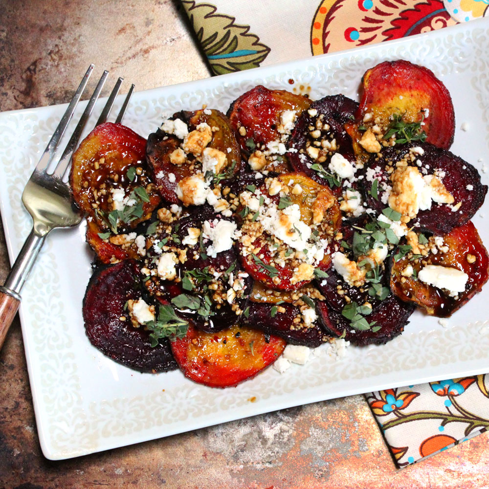 Grilled Beets with Feta and a Balsamic-Honey Drizzle