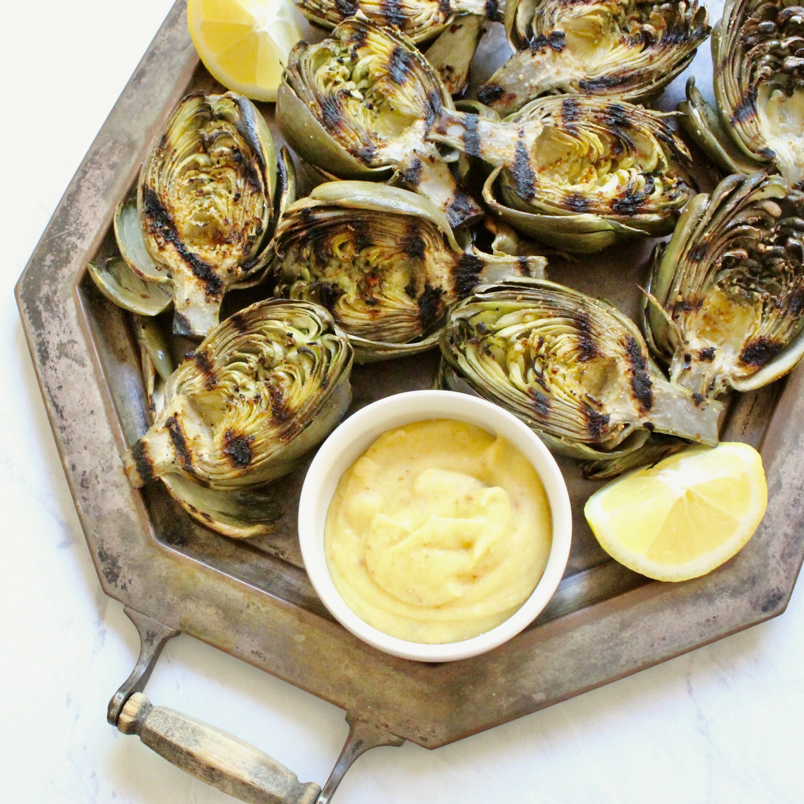 Garlicky Grilled Artichokes with Brown Butter Mayo