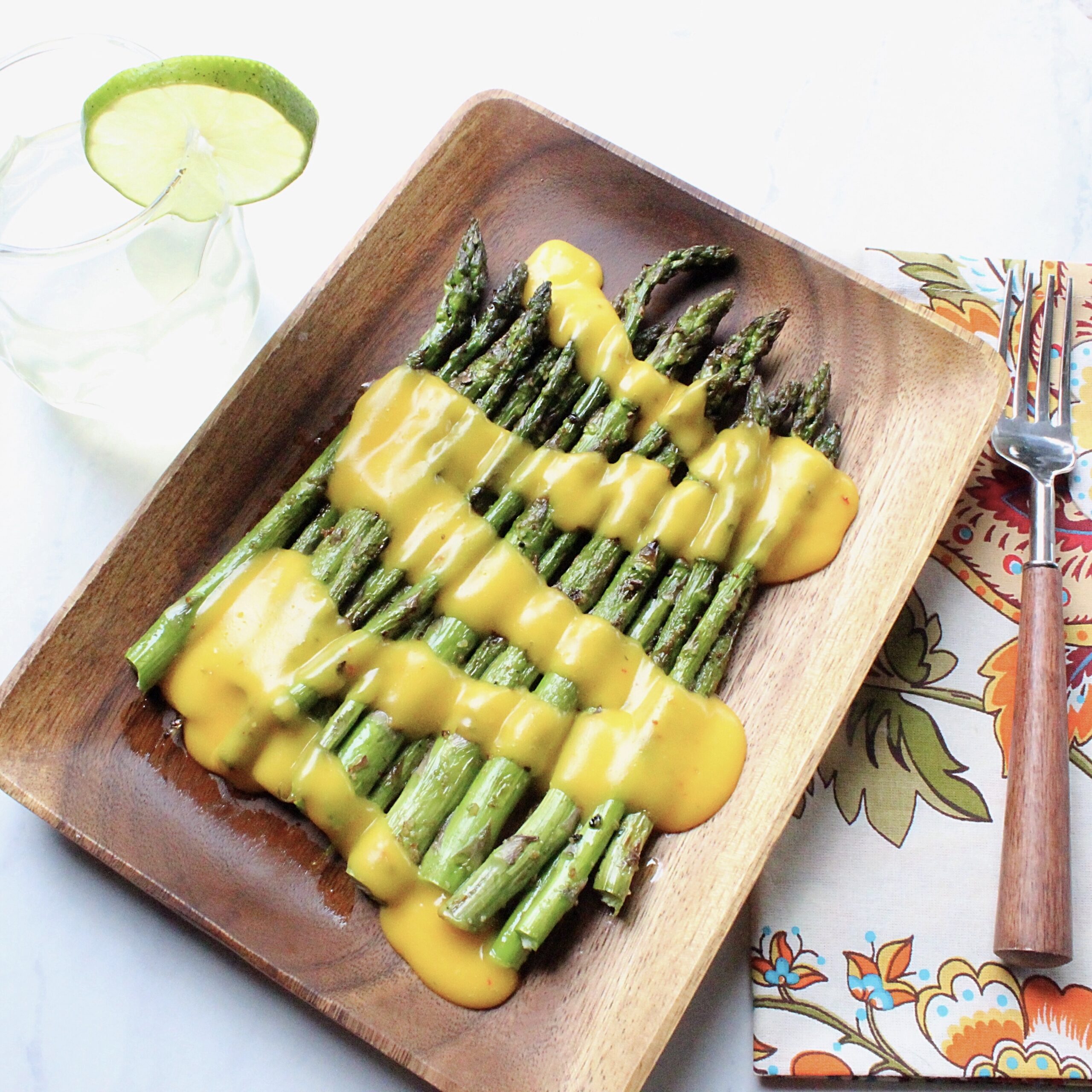 Grilled Garlicky Asparagus with Jalapeño Lemonade Hollandaise
