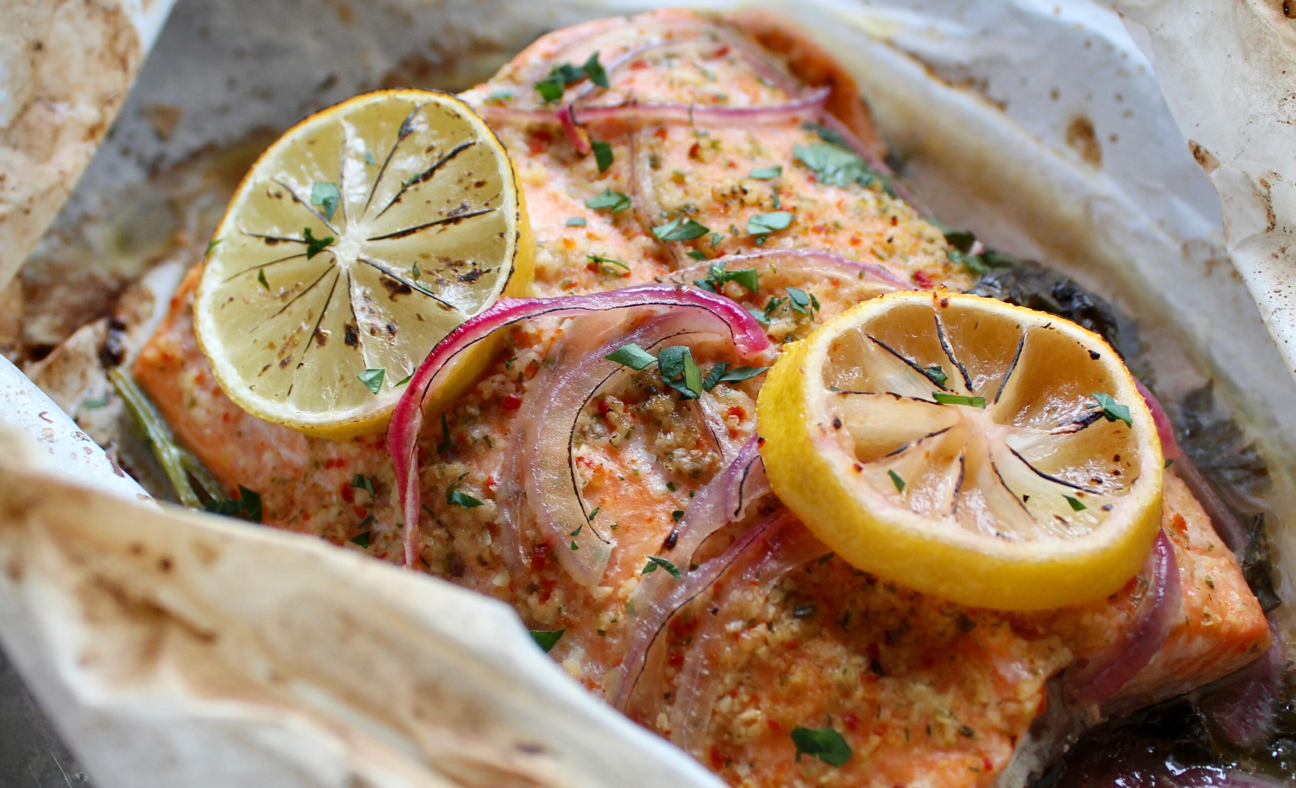 Garlicky Pilsner Salmon